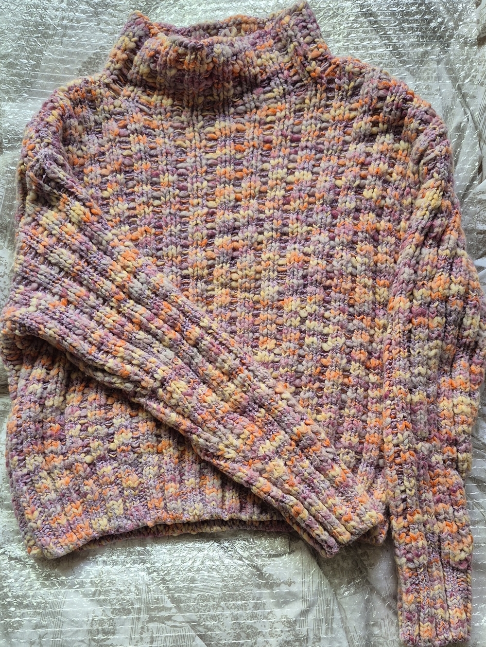 Black Tape_ Pastel Multicolor Chunky Turtleneck Sweater